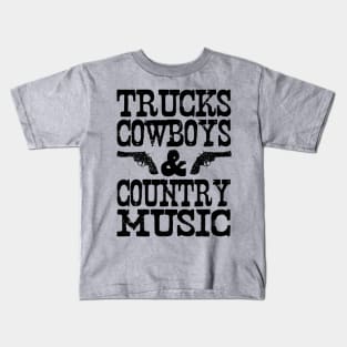 Trucks Cowboys & Country Music Kids T-Shirt